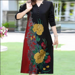 V-Neck Long Sublimation Printed Dress