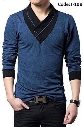 V-Neck Cotton Long Sleeve T-Shirt