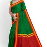 Red Green Halfsilk Saree